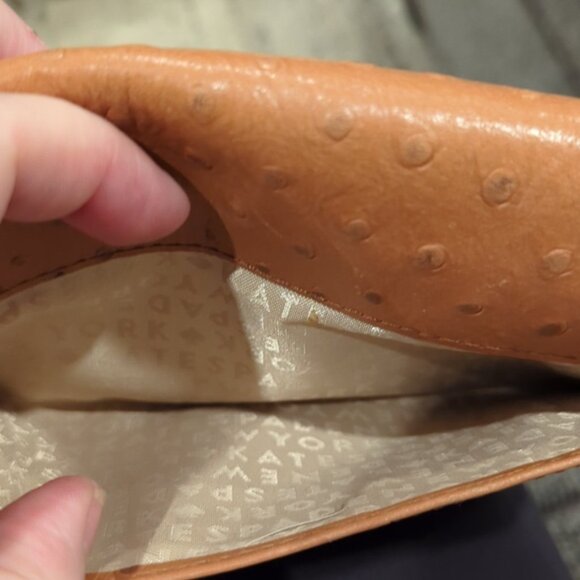 Kate Spade Combo Large Catalina purse and wallet in Cognac Ostrich leather - Picture 7 of 12